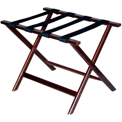 Economy Series Wood Luggage Rack, Cherry Mahogany with Black Straps